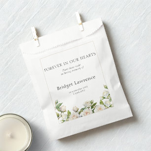 Pretty Classic White Roses Funeral Seed Packet Favour Bags