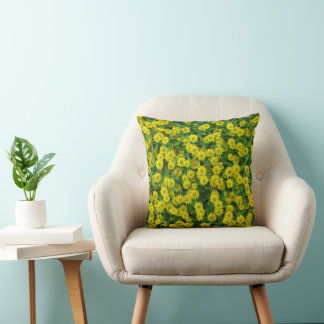 Pretty Cluster of Small Yellow Wildflowers Cushion