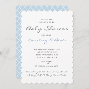 Pretty Co-Ed Baby Invitation Blue
