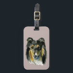 Pretty Collie Dog Watercolor Illustration Luggage Tag<br><div class="desc">This is a painting of a regal looking collie dog. She has tan,  black,  and white fur.</div>