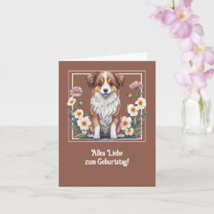 Pretty Collie surrounded by flowers - Card