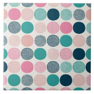 Pretty Colored Polka Dots Tile