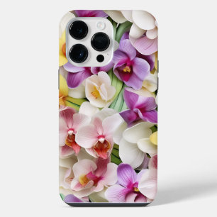 PRETTY COLORFUL 3-D LOOK ORCHID FLOWERS iPhone 14 PRO MAX CASE