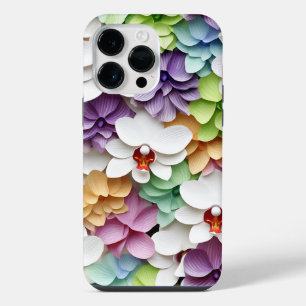 PRETTY COLORFUL 3-D LOOK ORCHID FLOWERS iPhone 14 PRO MAX CASE