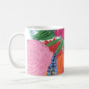 Pretty Colorful Big Flowers Hand Paint Design Coffee Mug