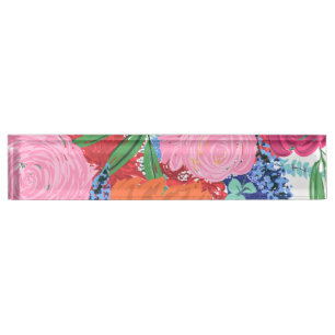 Pretty Colorful Big Flowers Hand Paint Design Nameplate