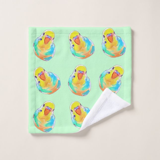 Pretty Colorful Budgerigar Parakeet Bird Cute Wash Cloth (Wash Cloth)