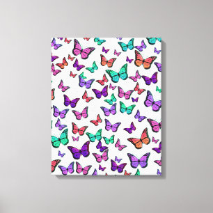 Pretty Colorful Butterflies Pattern Canvas Print