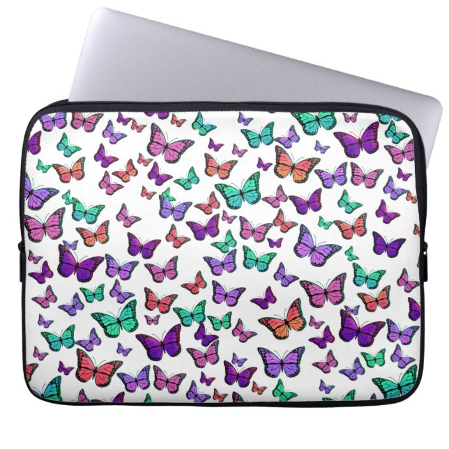 Pretty Colorful Butterflies Pattern Laptop Sleeve (Front)