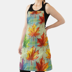 PRETTY COLORFUL FALL AUTUMN LEAVES APRON
