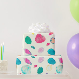 Pretty Colorful Seashells Beige Pattern Wrapping Paper