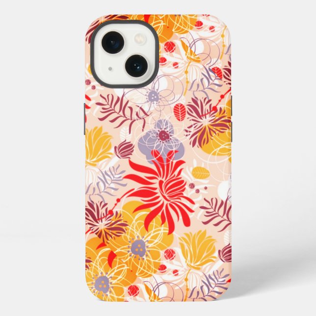 Pretty coloured  abstract flowers  iPhone case (Back)