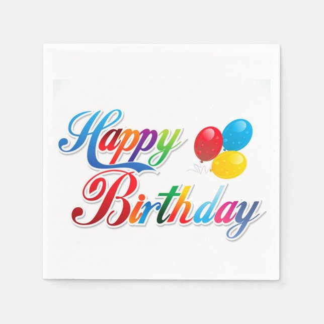 pretty coloured happy birthday napkins (Front)