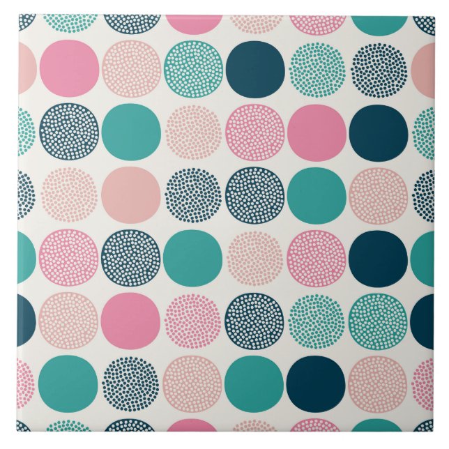 Pretty Coloured Polka Dots Tile (Front)