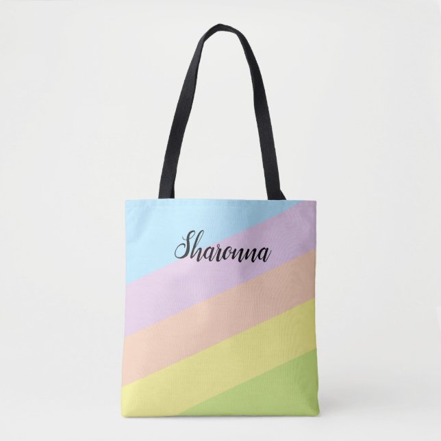 Pretty-coloured Striped Tote Bag (Front)