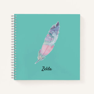 Pretty Colourful Abstract Feather Notebook