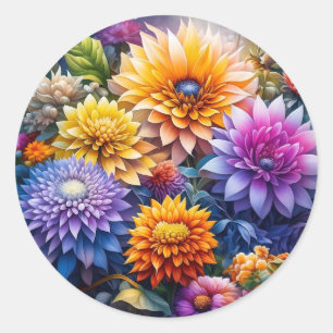 Pretty Colourful Ai Art Flowers Classic Round Sticker