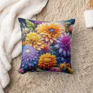 Pretty Colourful Ai Art Flowers  Cushion