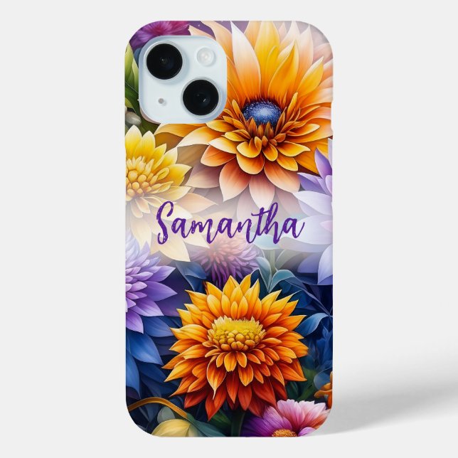 Pretty Colourful Ai Art Flowers Personalised Case-Mate iPhone Case (Back)