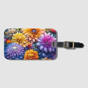 Pretty Colourful Ai Art Flowers Personalised Luggage Tag