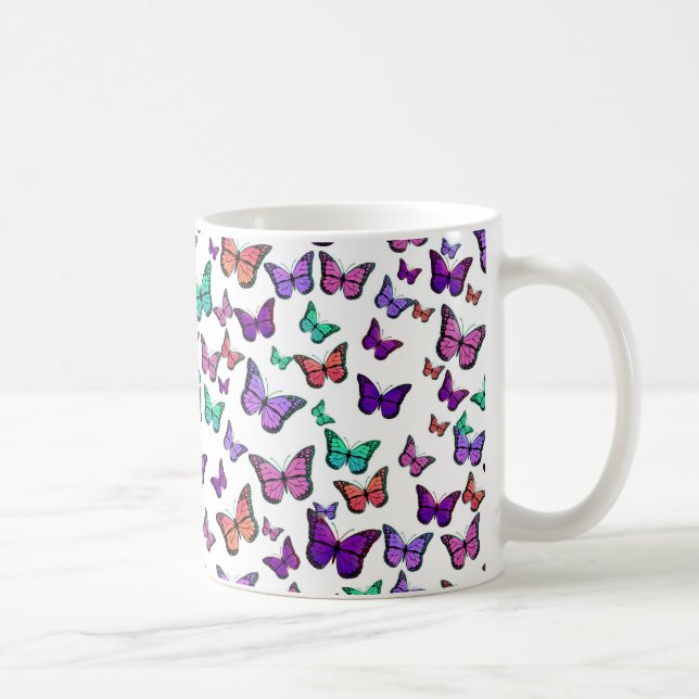 Pretty Colourful Butterflies Pattern Coffee Mug (Right)