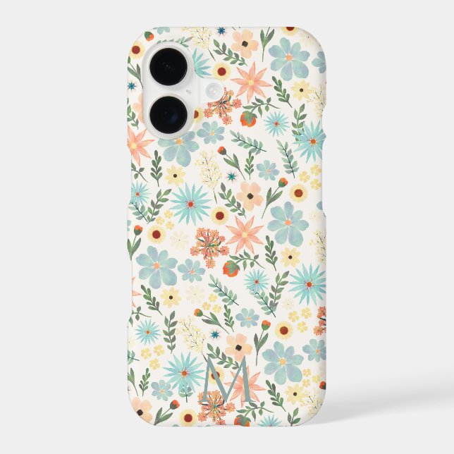 Pretty Colourful Ditsy Floral White Design iPhone Case (Back)
