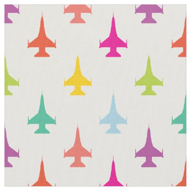 Pretty Colourful F-16 Viper Fighter Jet Pattern Fabric (Close Up)