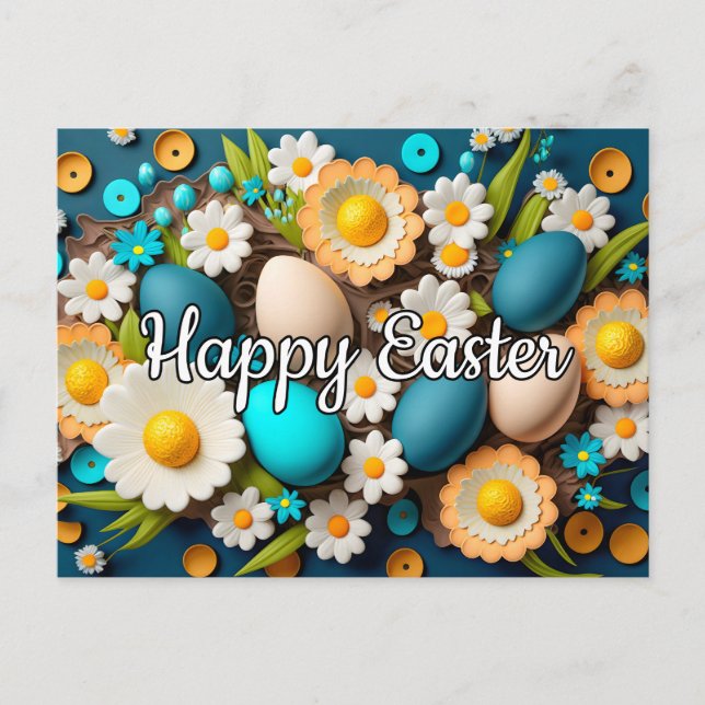 Pretty Colourful Festive Easter Collage Postcard (Front)