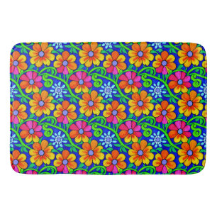 Pretty Colourful Floral Bath Mat
