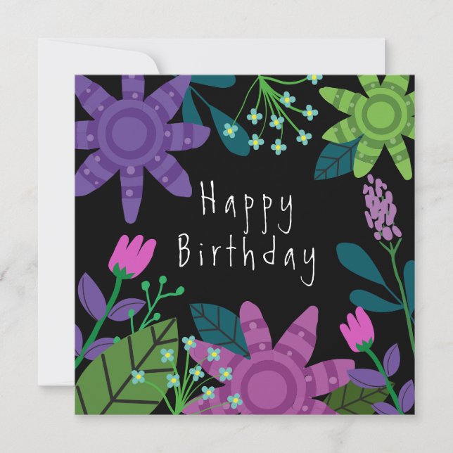Pretty Colourful Floral Birthday Card (Front)