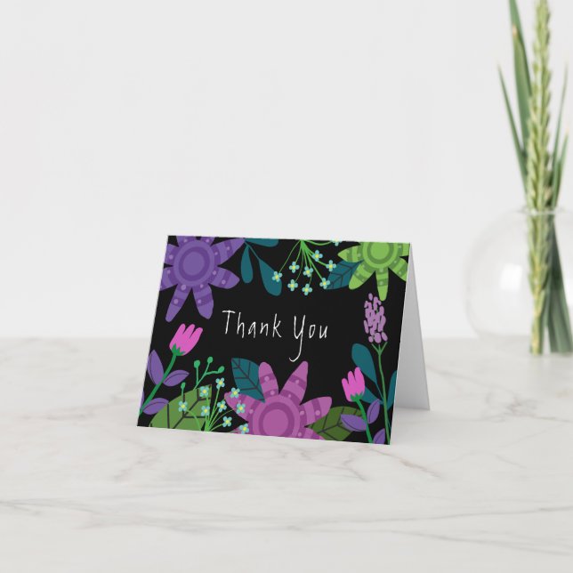 Pretty Colourful Floral  Thank You Card (Front)
