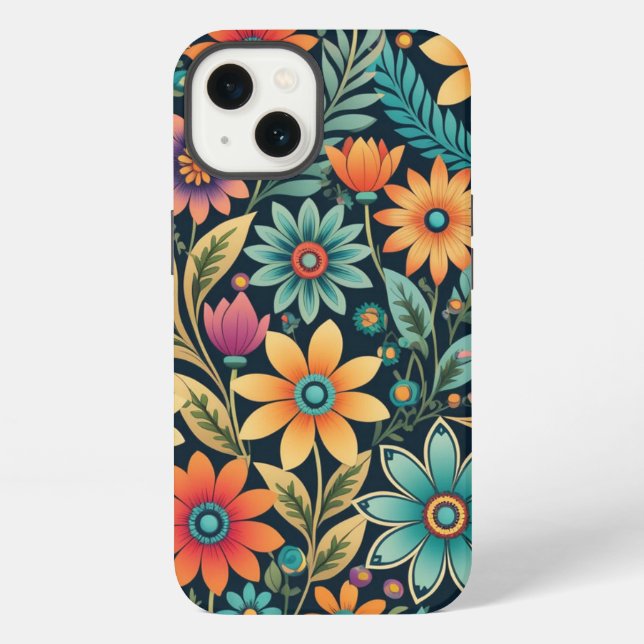 Pretty Colourful Flower Pattern Spring Floral Art iPhone Case (Back)