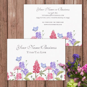 Pretty Colourful Flowers and Butterflies Garden Business Card