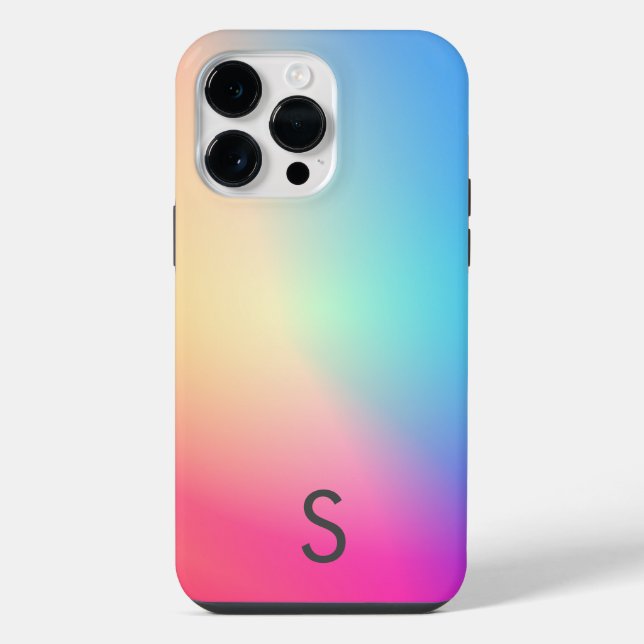 Pretty Colourful Gradient Custom Monogram Modern iPhone Case (Back)