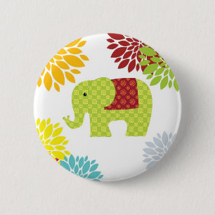 Pretty Colourful Hippie Elephant Flower Power 6 Cm Round Badge