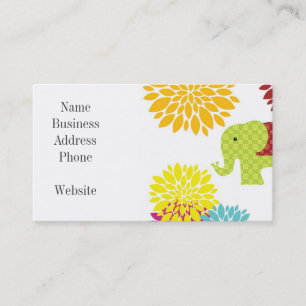 Pretty Colourful Hippie Elephant Flower Power Business Card