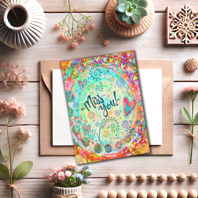 Pretty Colourful Miss You Cheerful Inspirivity  Card (Creator Uploaded)