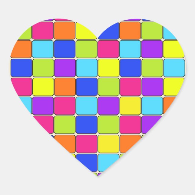 Pretty Colourful Mosaic Tile Pattern Gifts for Her Heart Sticker (Front)