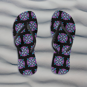 Pretty Colourful Purple Mandala Mystical Jandals