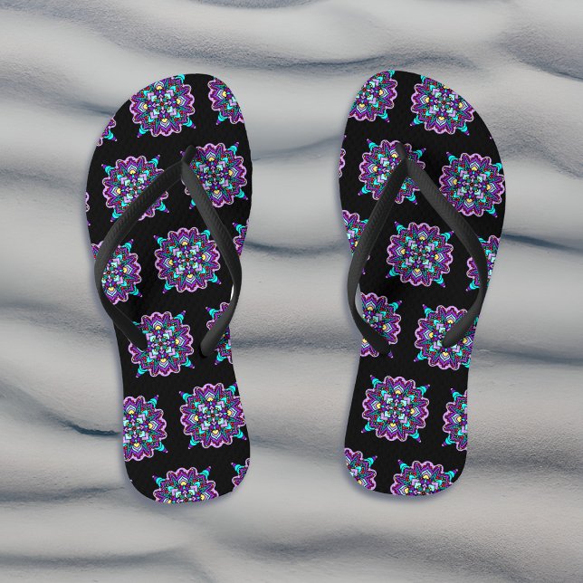 Pretty Colourful Purple Mandala Mystical Jandals (Creator Uploaded)