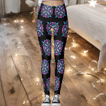 Pretty Colourful Purple Mandala Mystical Leggings<br><div class="desc">Pretty black,  blue,  purple,  red,  yellow and turquoise mandala leggings.  Hand drawn.</div>