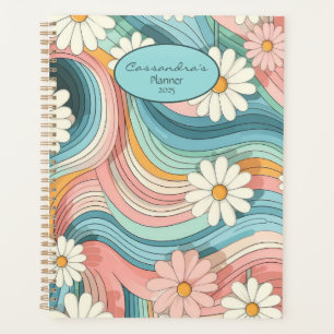 Pretty Colourful Retro Daisy Flower Power Name Planner