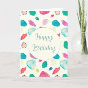 Pretty Colourful Seashells Beige Pattern Thank You Card