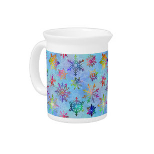 Pretty Colourful Snowflakes Christmas Pattern Pitcher