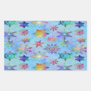 Pretty Colourful Snowflakes Christmas Pattern Rectangular Sticker