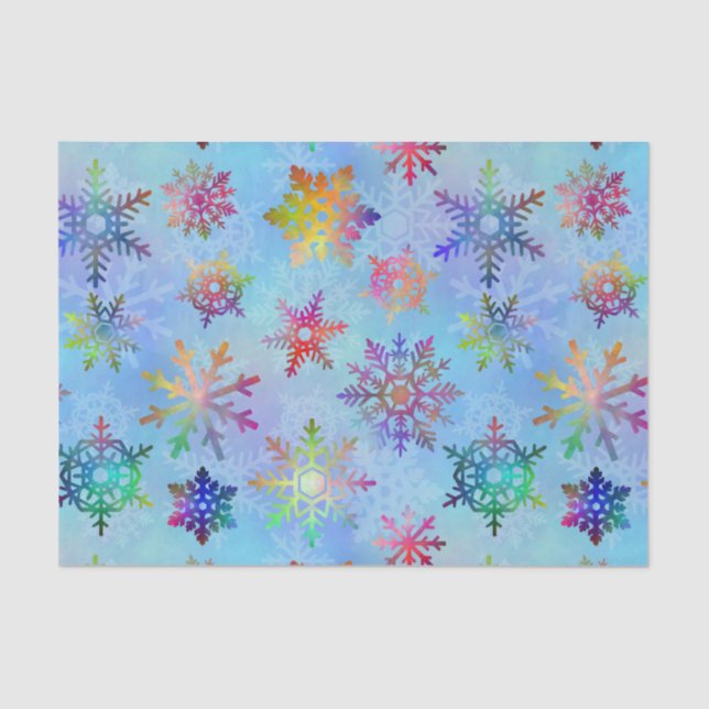 Pretty Colourful Snowflakes Christmas Pattern Tissue Paper (Front)