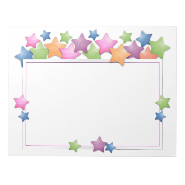 Pretty Colourful Stars Frame Notepad (Front)