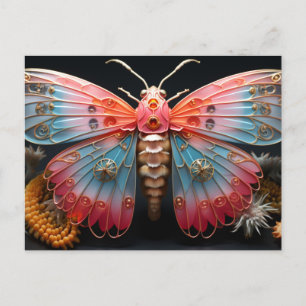 Pretty Colourful Steampunk Butterfly Postcard