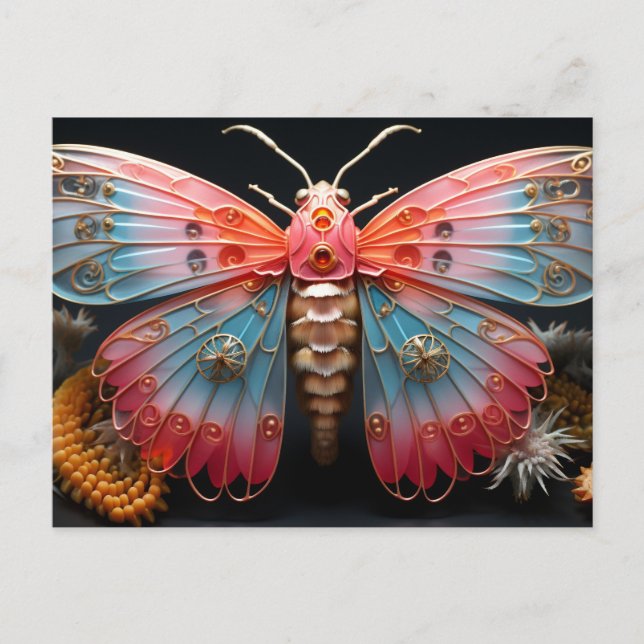 Pretty Colourful Steampunk Butterfly Postcard (Front)