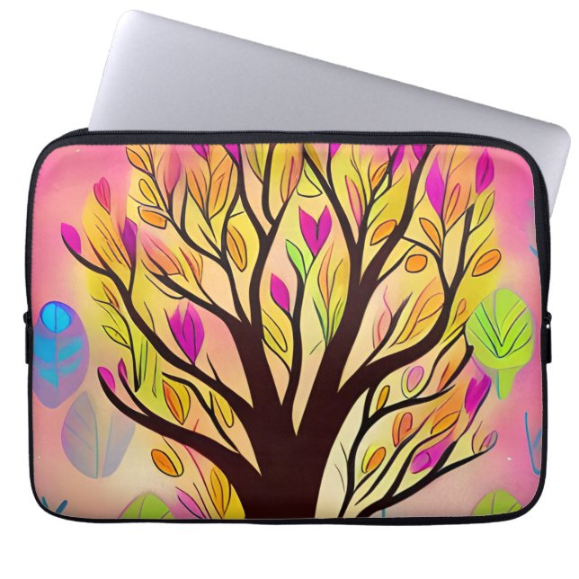 Pretty Colourful Tree Illustration  Laptop Sleeve (Front)